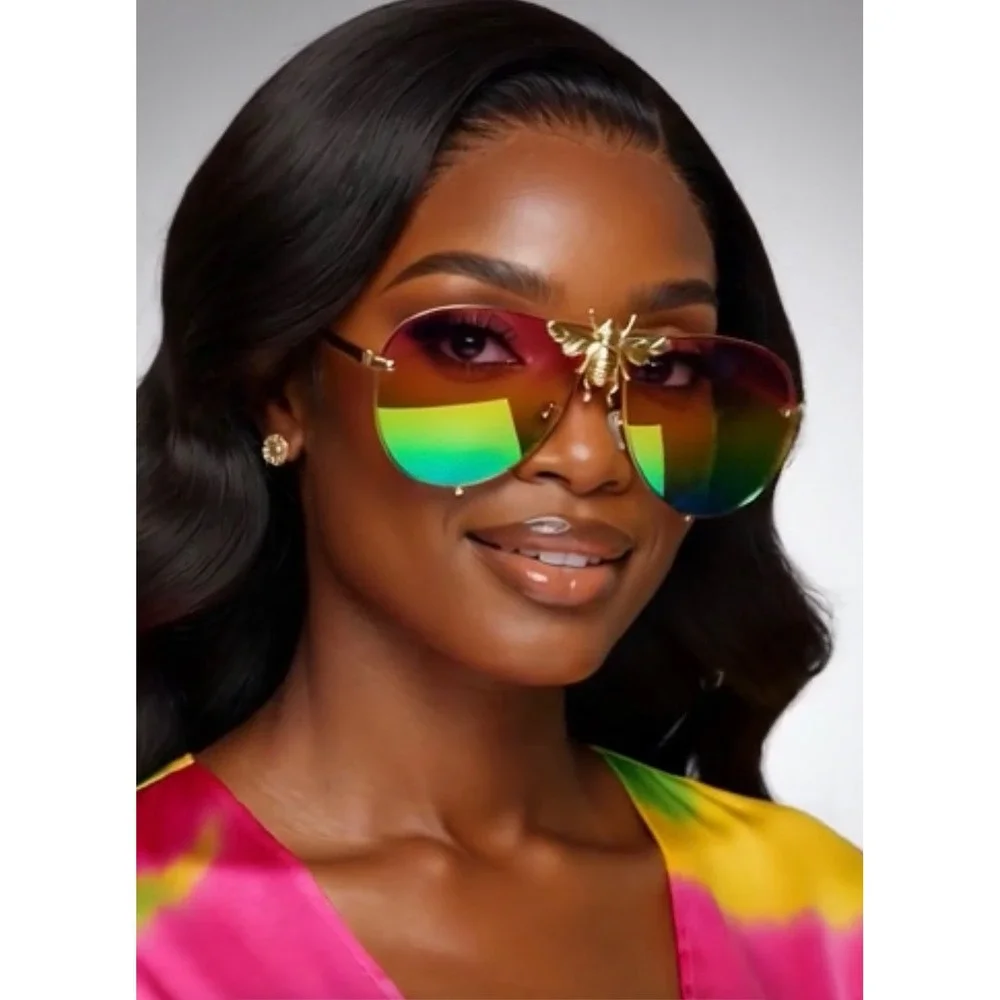 Rainbow‎ Gradient Oversized  Women Sunglasses Boho Summer Colorful Shades Trendy